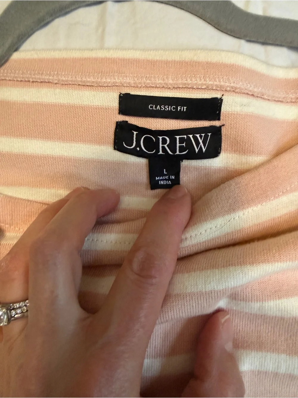 J.Crew Striped Boatneck long sleeve top. Pink/cream stripes. Large. Like new.